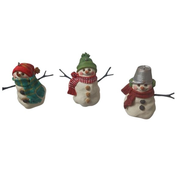 Hallmark Keepsake Ornament Set 3 Snowmen Of Mitford 1999 Collectible Christmas - Picture 3 of 13